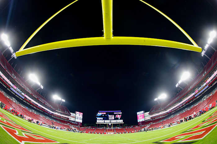 Nov 22, 2021; Tampa, Florida, USA; Raymond James Stadium prior to a game featuring the New York Giants and Tampa Bay Buccaneers at Raymond James Stadium.